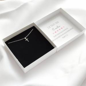 Taufgeschenk Mädchen, Geschenk Taufe personalisiert, Halskette Kreuz 925 Silber Bild 3