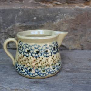 antiker Milchkrug Rahmkrug Krug Bunzlau Schwämmeldekor Steinzeug Keramik Handgetöpfert  1910er 20er Jahre Bild 1