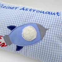 Kissen mit Namen Rakete Astronaut Raumfahrt Namenskissen Taufkissen Kuschelkissen Kindergartenkissen Geburtsgeschenk Bild 2