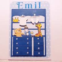 Exclusive Babykarte pastell blau bunt Geburt personalisierbar Handmade Bild 4