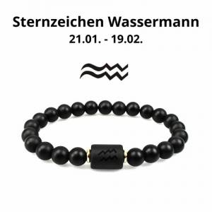 Schwarzes Naturstein-Armband Sternzeichen Wassermann - Entdecken das wunderschöne Wassermann-Sternzeichen Armband Bild 1