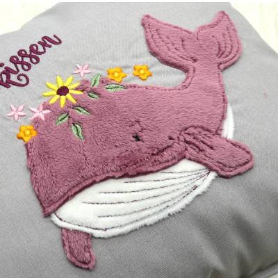 Stickdatei Wal maritim mit Blumen