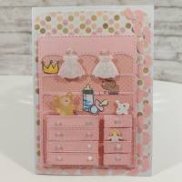 Babykarte rosa Geburt personalisierbar Handmade Bild 1