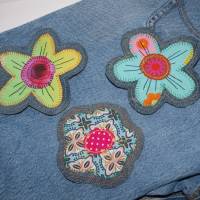 3 Jeans Aufnäher Blumen Jeans Flicken Patches upcycling Bild 1