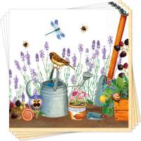 20 Lunchservietten Gartenwelt, mit Lavendel und Gartenutensilien, von Rannenberg und Friends Bild 1
