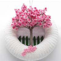 Häkelanleitung Türkranz Kirschblüten - einfach aus Wollresten Bild 1