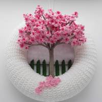 Häkelanleitung Türkranz Kirschblüten - einfach aus Wollresten Bild 3