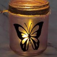 Windlicht kerzenglas Dekoglas Elfe Schmetterling  pink Bild 1