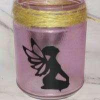 Windlicht kerzenglas Dekoglas Elfe Schmetterling  pink Bild 3