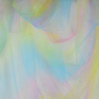♕ pastelliger Tüll  in Regenbogenfarben Einhorn Rainbow mit Glitter 100 x 150 cm  Tütü ♕ Bild 5