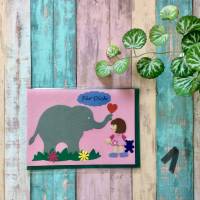 Glückwunschkarte für kleine Mädchen, „Für Dich“, Elefant, Klappkarte 10,5 cm x 14,8 cm mit farblich passendem Umschlag Bild 2