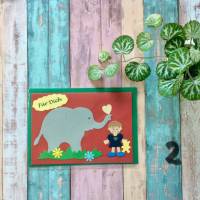 Glückwunschkarte für kleine Mädchen, „Für Dich“, Elefant, Klappkarte 10,5 cm x 14,8 cm mit farblich passendem Umschlag Bild 3