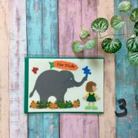 Glückwunschkarte für kleine Mädchen, „Für Dich“, Elefant, Klappkarte 10,5 cm x 14,8 cm mit farblich passendem Umschlag Bild 4