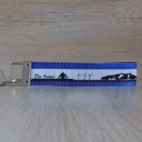 Schlüsselband Geschenk-Schlüsselanhänger blau-Anhänger mittelblau schwarz grau  Skyline Ostsee maritim Meer Bild 2