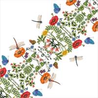 Untersetzer für Gläser & Karaffen Sommerwiese, Blumenwiese mit Mohnblumen, Libellen und Schmetterlingen Bild 1