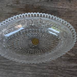 kleine ovale Schale Schmuckschale Anbietschale Pressglas Istanbul Glas Vintage Made in Turkey Bild 1
