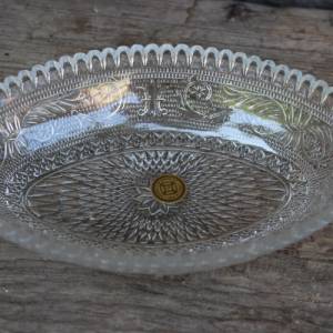 kleine ovale Schale Schmuckschale Anbietschale Pressglas Istanbul Glas Vintage Made in Turkey Bild 2