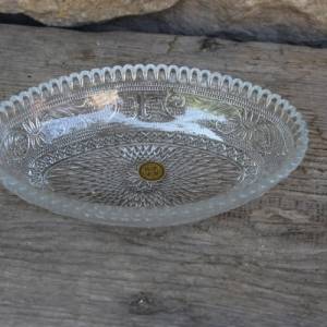 kleine ovale Schale Schmuckschale Anbietschale Pressglas Istanbul Glas Vintage Made in Turkey Bild 3