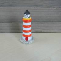Miniatur Strandszene Leuchtturm Liegestühle und Sonnenschirm    zur Dekoration oder zum Basteln für den Feengarten Bild 2