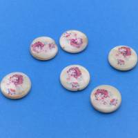25 hübsche Permuttperlen, Scheiben, weiß permutt, bedruckt mit Frauenkopf in pink und blau, Perlenset, Bild 3