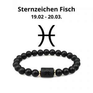 Sternzeichen Armband Fisch - Geschenk für Ihre Lieben - Sternzeichen Armband mit Schwarzen Natursteinen Bild 2