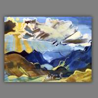Leinwandbild Schweizer Berge und Kühe nach einem alten Gemälde ca. 1927 Kubismus abstrakt Modern Art  Reproduktion Bild 2