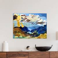 Leinwandbild Schweizer Berge und Kühe nach einem alten Gemälde ca. 1927 Kubismus abstrakt Modern Art  Reproduktion Bild 4