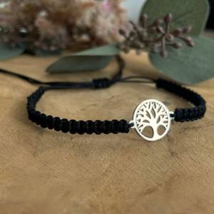 Handgeknüpftes Schwarzes Makramee Armband mit Lebensbaum - Verstellbares Armband für Sie & Ihn, Symbol des Wachstums und Bild 2