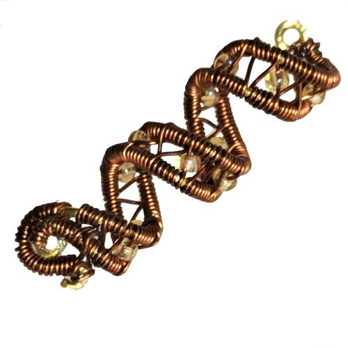 funkelnde Haarperle handgewebt bronze kupfer handmade wikinger Haarschmuck Dreadlock wirework handgemacht