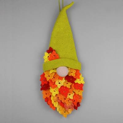 Häkelanleitung Herbst-Gnom Türdekoration - einfach aus Wollresten