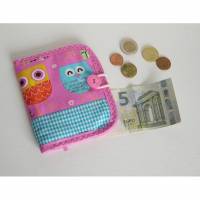 Kindergeldbeutel, Stoffgeldbeutel für Kinder, Taschengeld, Geldbörse blaue Eule, Geschenk, Geldtasche, Schulanfang Bild 3