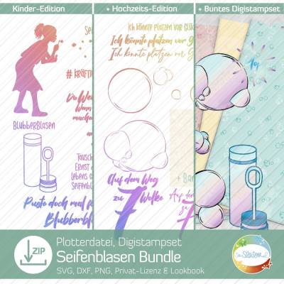 Bundle Seifenblasen, Plotterdatei, Digistamp, Digipapier rund ums Blubberblasen machen