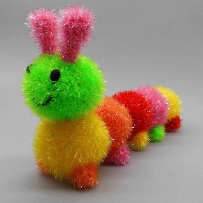 Häkelanleitung  bunte Raupe Badeschwamm für Kinder - einfach aus Schwammgarn-Resten