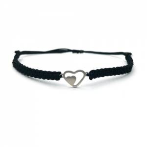 Partnerarmband Makramee-Armband in Schwarz mit Herz - Ein Symbol der tiefen Liebe und Verbundenheit für Partner - Elegan Bild 1
