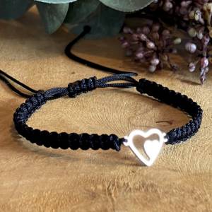 Partnerarmband Makramee-Armband in Schwarz mit Herz - Ein Symbol der tiefen Liebe und Verbundenheit für Partner - Elegan Bild 2
