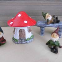 Miniatur  - Pilzhaus Zwergenhaus mit Zwerge -   zum Basteln für den Feengarten oder Puppenhaus - SaBienchenshop Bild 2