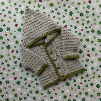 Trachtenjacke mit Kapuze braun grün Kapuzenjacke Taufkleidung Junge Kindergeburtstag Taufe Neugeboren Pullover gestrickt Bild 1