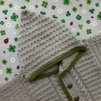Trachtenjacke mit Kapuze braun grün Kapuzenjacke Taufkleidung Junge Kindergeburtstag Taufe Neugeboren Pullover gestrickt Bild 4