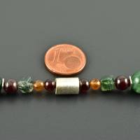 Kette mit Moosachat, Granat und 925er Silber - Edelsteinkette Sterling Silber grün rot Mandaringranat Halskette Perlen Bild 7