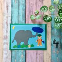 Glückwunschkarte für kleine Jungen, „Für Dich“, Elefant, Klappkarte 10,5 cm x 14,8 cm mit farblich passendem Umschlag Bild 5