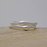 Stapelring Paar "Match" Silber 925, 2 ineinander passende Ringe in organischer Form Bild 3