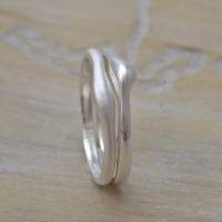 Stapelring Paar "Match" Silber 925, 2 ineinander passende Ringe in organischer Form Bild 4