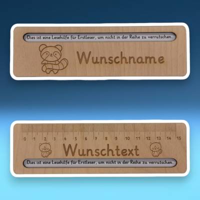 Lesehilfe personalisierbar mit Name oder Text, für Schulkinder, Lineal, Leseschablone, für die Schultüte zur Einschulung