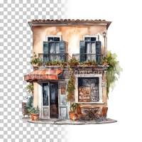 Italienisches Kaffee Clipart Bundle, 8x PNG Bilder Transparenter Hintergrund, Aquarell gemalte Geschäfte & Läden Bild 10