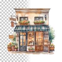 Italienisches Kaffee Clipart Bundle, 8x PNG Bilder Transparenter Hintergrund, Aquarell gemalte Geschäfte & Läden Bild 3