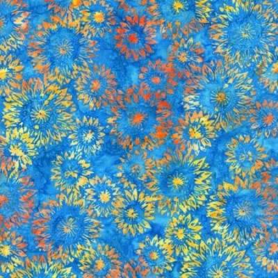 Stoff aus der Tonga Gumdrop Batik Collection "Pool Fluorescent Dahlias", Meterware, Preis pro 0,5 lfdm