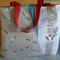 Strandtasche  / Shopper / Schwimmbadbag  / der ideale Alltagsbegleiter im maritimen Style, wasserfestes  Innenfutter Bild 3