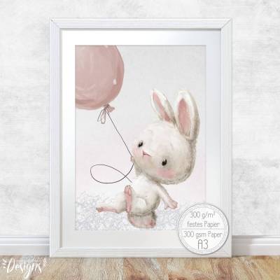 Bilder Kinderzimmer [A3] Hasen Poster  | Fluffy Hugs 