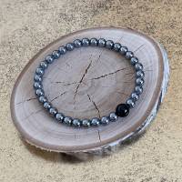 Silizium (Terahertz) Armband (6mm) mit Turmalin Schörl Perle (8mm) Bild 7