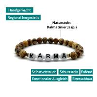 Naturstein Armband - Karma Armband, Dalmatiner Jaspis Perlen, Armband braun Natursteine Jaspis, Für Frauen und Männer Bild 1